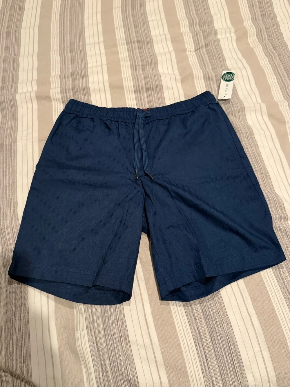Men's Dark Navy Flat Front Shorts with Drawstring
